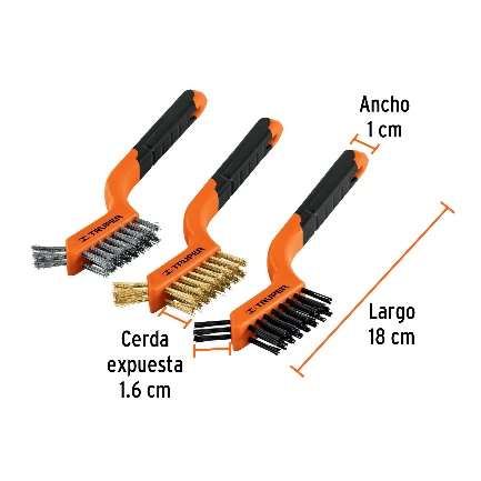 Jeu De 3 Mini-Brosses Longueur: 18 Cm Largeur: 1 Cm