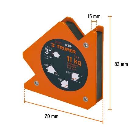 Équerre Magnétique 11 Kg 83 Mm X 120 Mm X 15 Mm