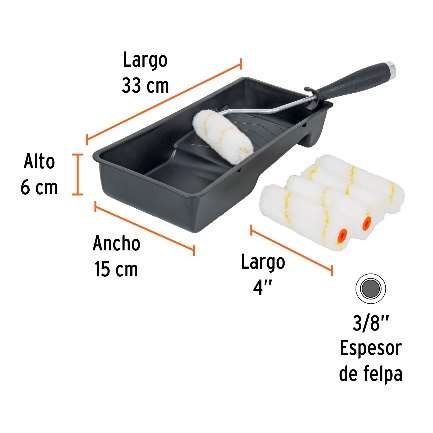 Kit Avec Mini Rouleaux 7 Pièces 5 Rouleaux 1 Plateau 1 Manche De Cliquet
