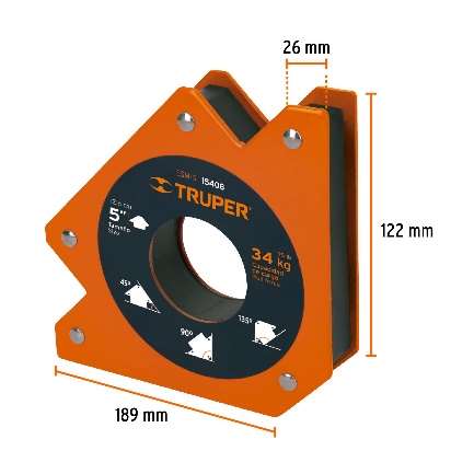 Équerre Magnétique 34 Kg 122 Mm X 189 Mm X 26 Mm