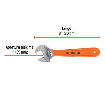 Clé À Molette Chromé Avec Prise En Main Acier Au Carbone 8" 20 Cm