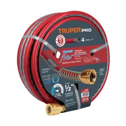 Tuyau Renforcée 4 Couches 15 M Raccords Métalliques 1/2"