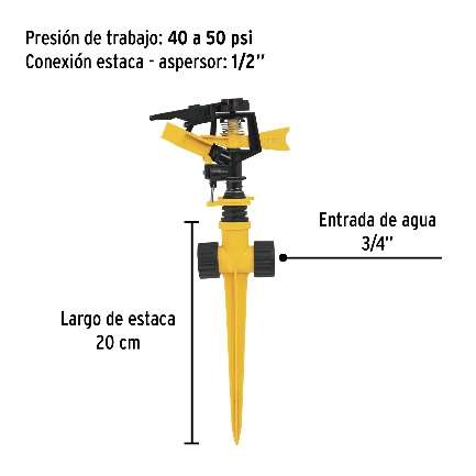 Asperseur Plastique Arrosage 360º 16 M Raccord: 1/2"