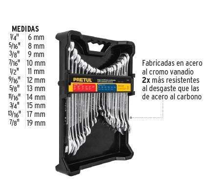 Jeu De 22 Clés Combinées Chrome Vanadium 6-19 Mm