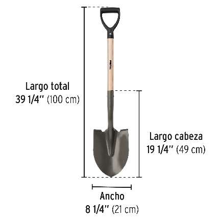Pelle Ronde Poignée Plastique "Et" Longueur: 100Cm Dim: 49Cm X 21 Cm Lot: 3 P