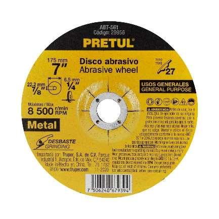 Disque Abrasif Pour Poncer Métal 175 Mm X 6,2 Mm Oxyde De Aluminium 225Mm