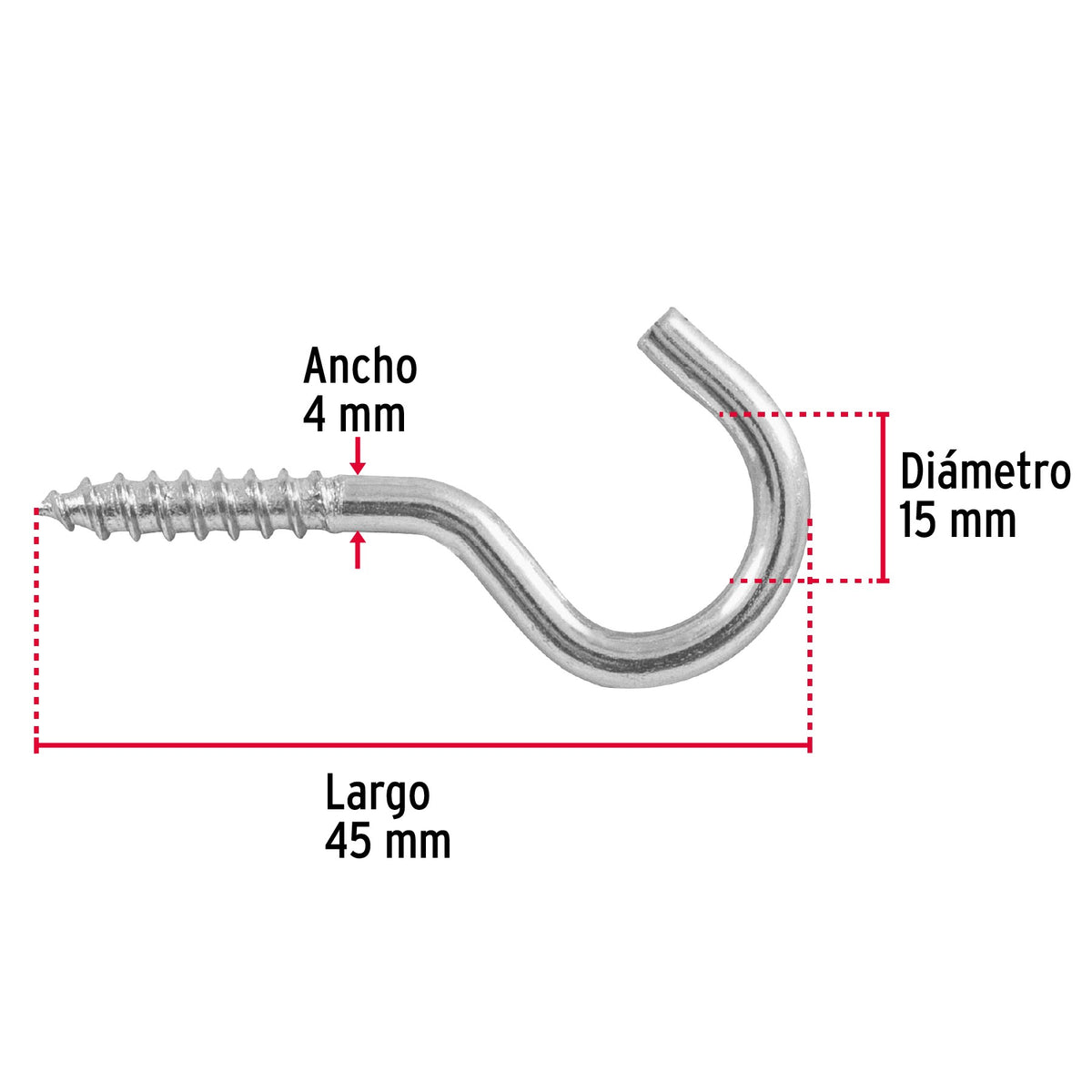 Piton Ouverte De Acier 20X70 Taille: 4X15X47 Mm