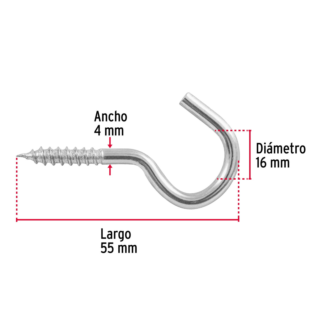 Piton Ouverte De Acier 21X80 Taille: 4X17X53 Mm
