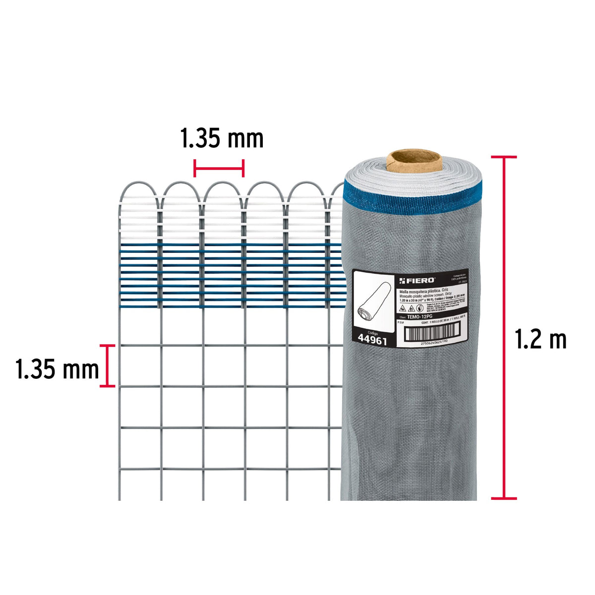 Filet Moustiquaire Plastique Rouleau: 30 M Hauteur: 1,2 M Rouleau 1 U
