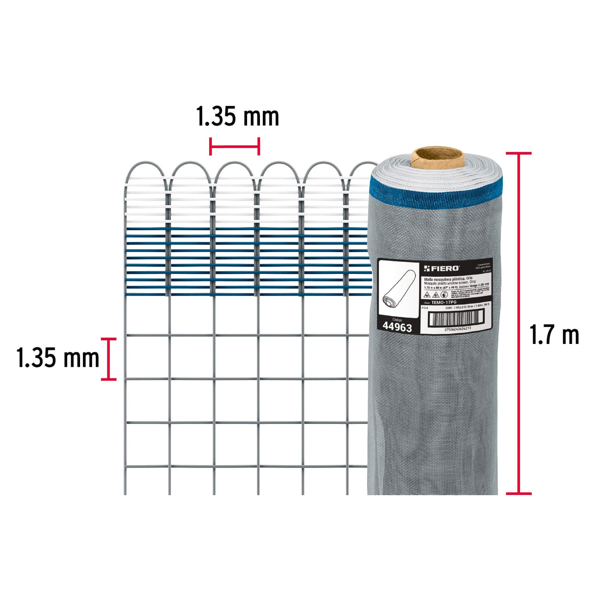 Filet Moustiquaire Plastique Rouleau: 30 M Hauteur: 1,7 M Rouleau 1 U