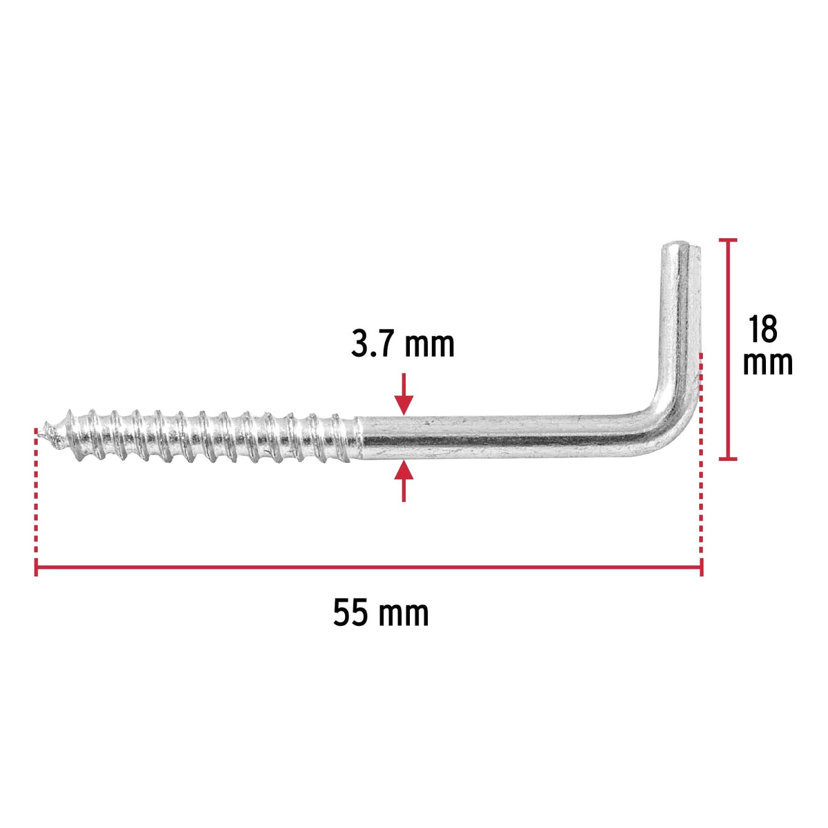 Crochet À Vis Filetée 20X70 Diamètre: 3.7 Mm