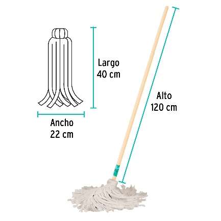 Serpillière De Coton Bâton Inclus 40 Cm X 22 Cm